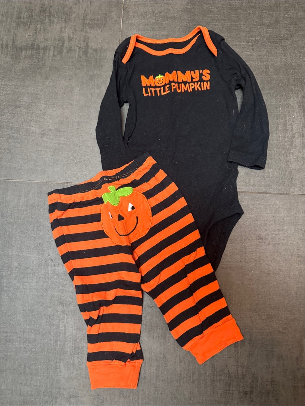 Carter's Black & Orange Pumpkin Two-Piece Halloween Outfit